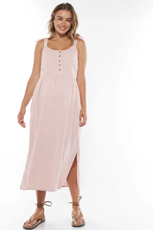 white midi dresses for nights -Breeze Along Midi Dress