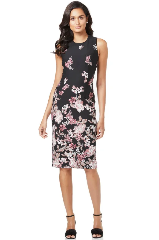 elegant midi dresses for spring -Falling Floral Midi Sheath Dress