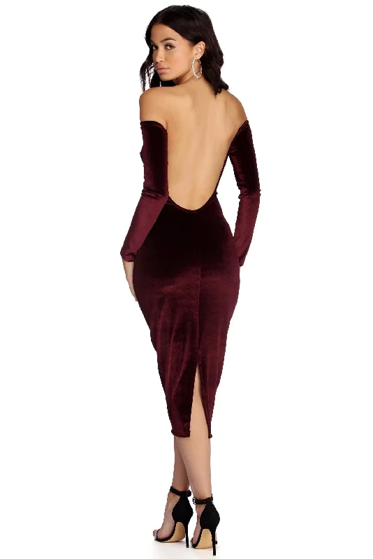 midi dresses with unique colors -Abby Formal Velvet Midi Dress