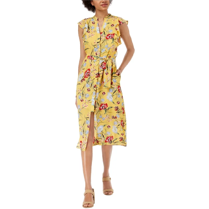 cute midi dresses for summer -maison Jules Womens Flutter-Sleeve Midi Dress, Yellow, Medium