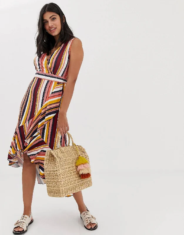 trendy midi dresses for style -Stripe Midi Dress