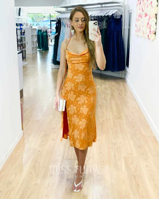 elegant midi dresses for nights -Mary Slip Midi Dress - Orange