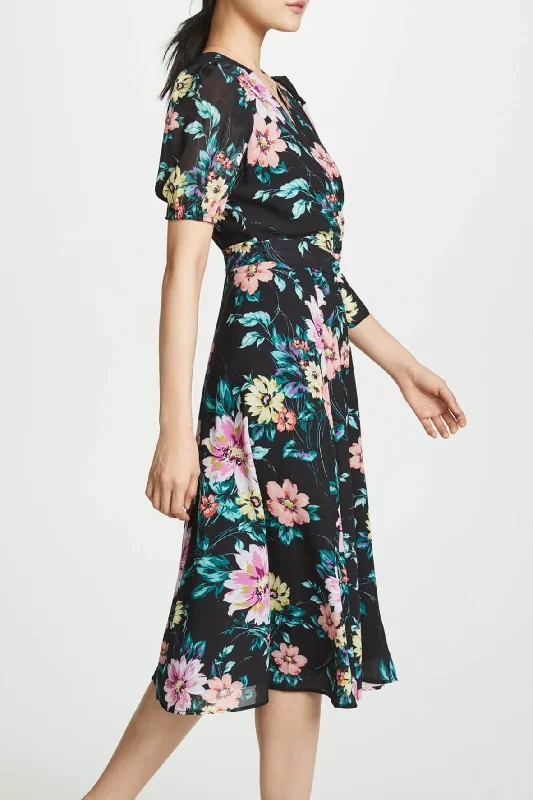 affordable midi dresses for fall -Midnight Love Floral Midi Dress