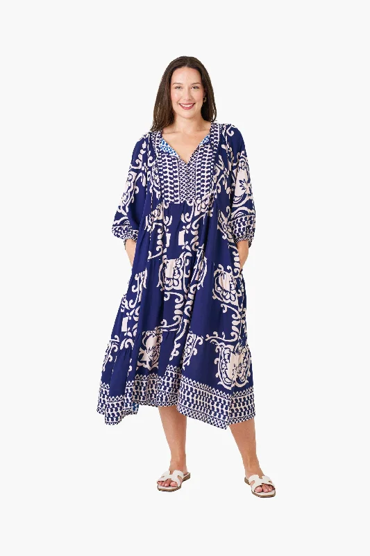 chic midi dresses for style -Shreya Blue Midi Dress