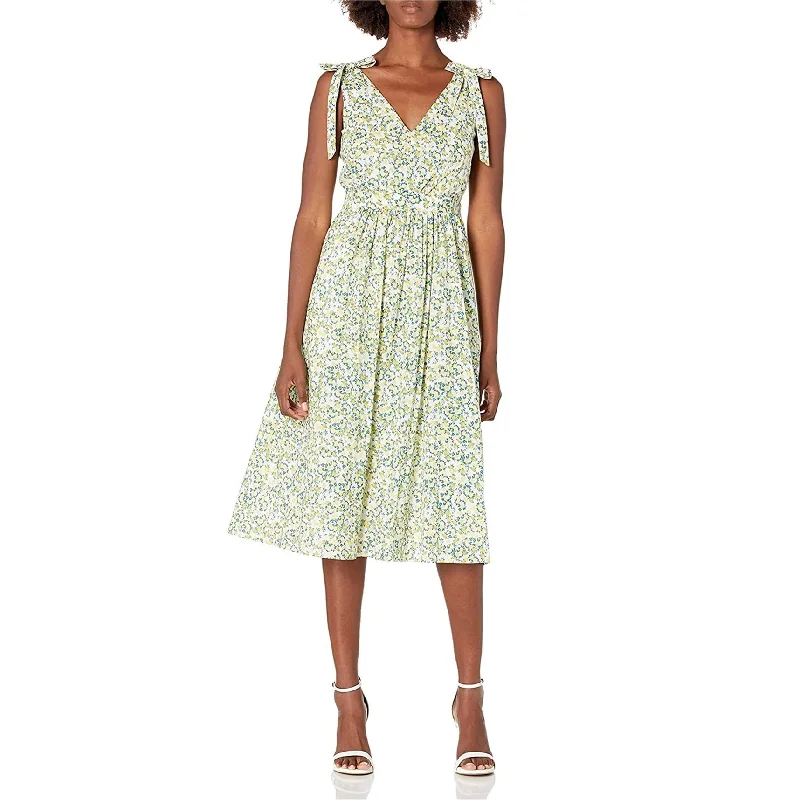 affordable midi dresses for dates -Calvin Klein Womens Floral Midi Dress, Yellow, 6