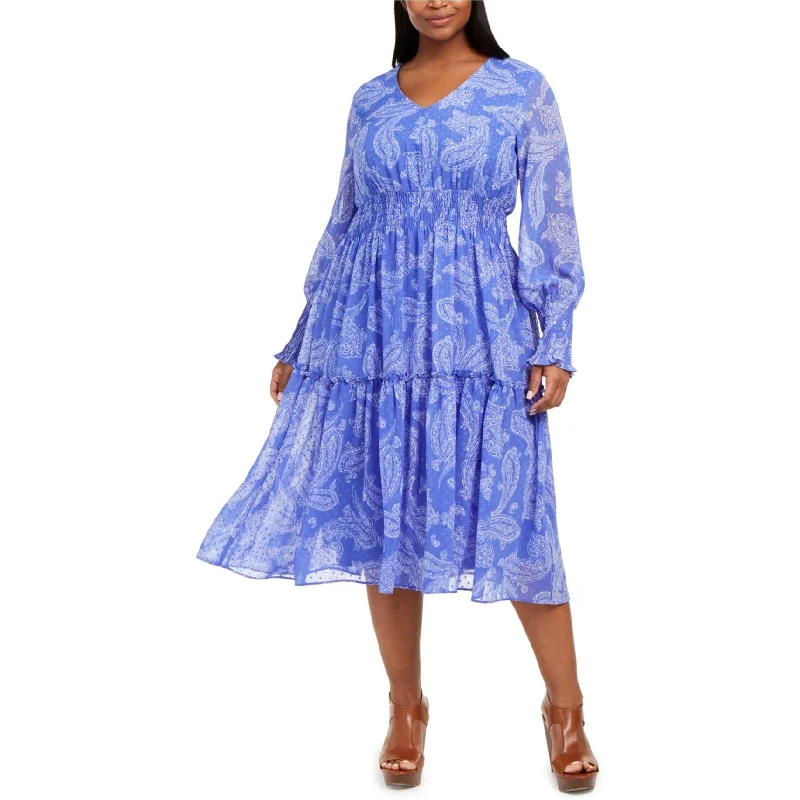 white midi dresses for nights -Taylor Womens Forget Me Not Midi Dress, Blue, 14W