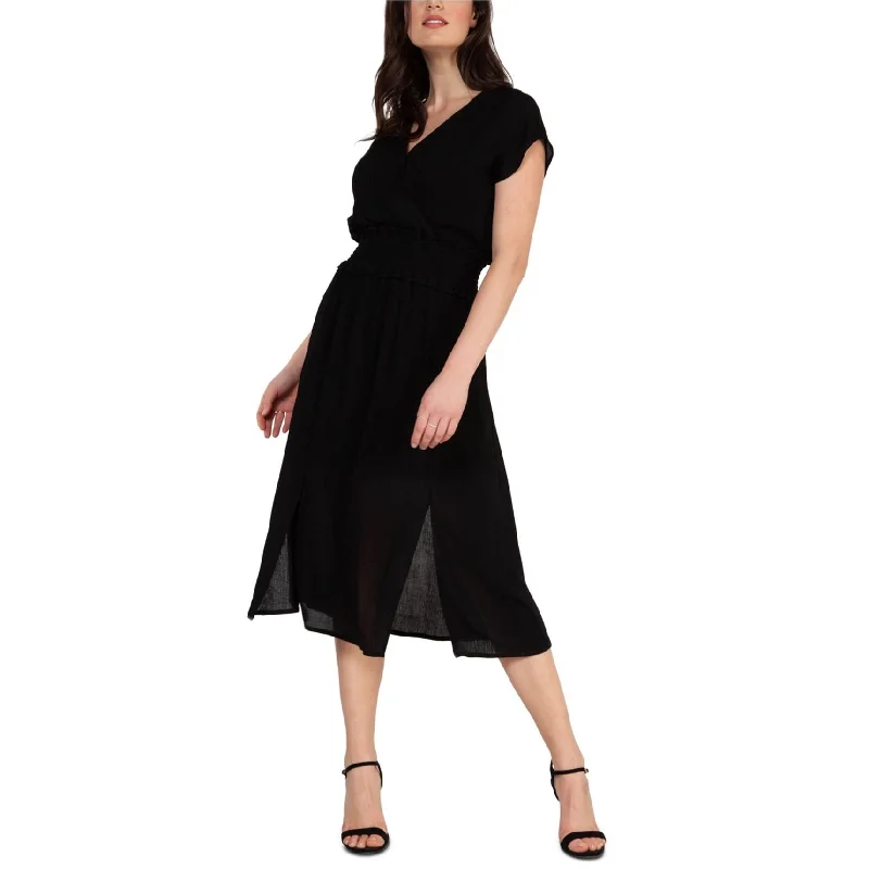 affordable midi dresses for fall -Dex Womens Smocked Waist Midi Dress, Black, X-Small