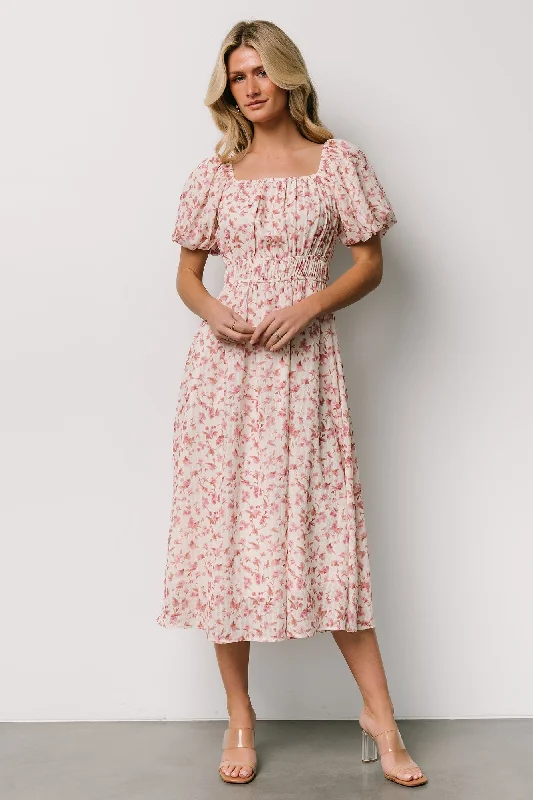 plus size midi dresses elegant -Dorine Midi Dress | Ivory + Blush Floral