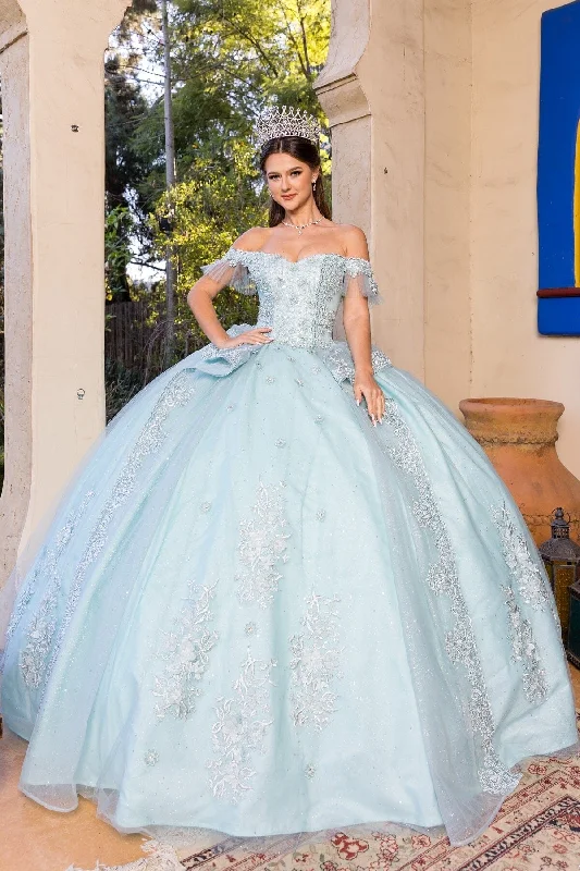 chic evening dress for women -Applique Off Shoulder Ball Gown by Cinderella Couture 8055J