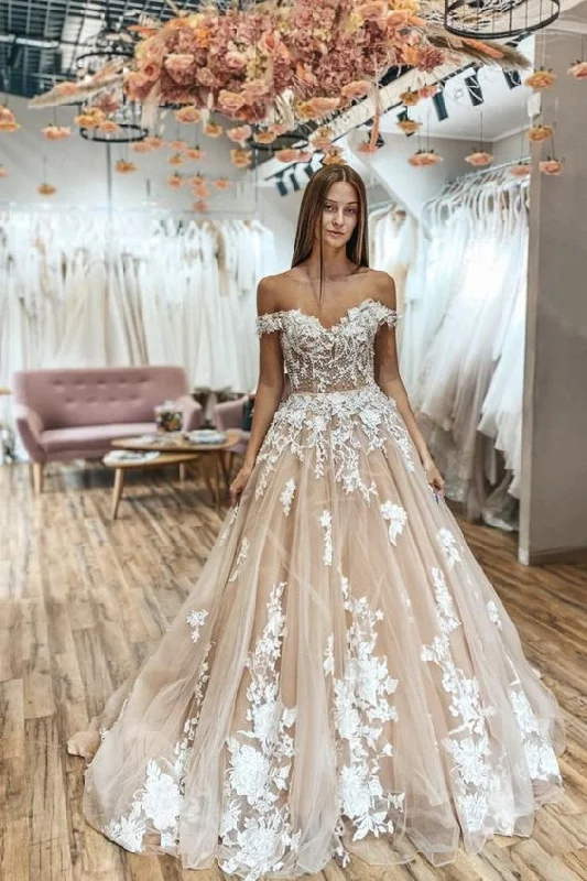 sexy evening dress for fall -Champagne lace long A line ball gown dress fashion dress C855