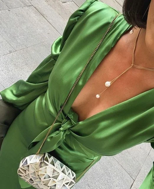 cute evening dress for warmth -Classy V Neck Green Prom Dress,Green Wedding Guest Outfit cc1351