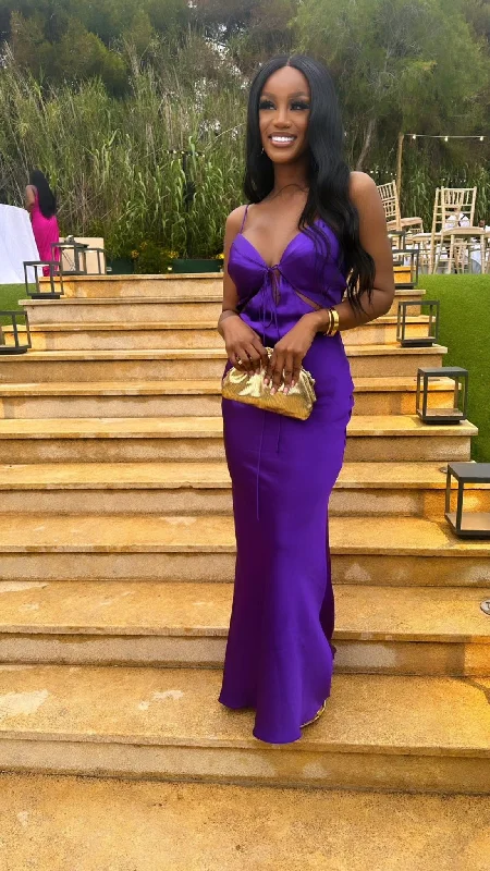 affordable evening dress for teens -Elegant Purple Mermaid Evening Dress,Wedding Guest Outfit cc766