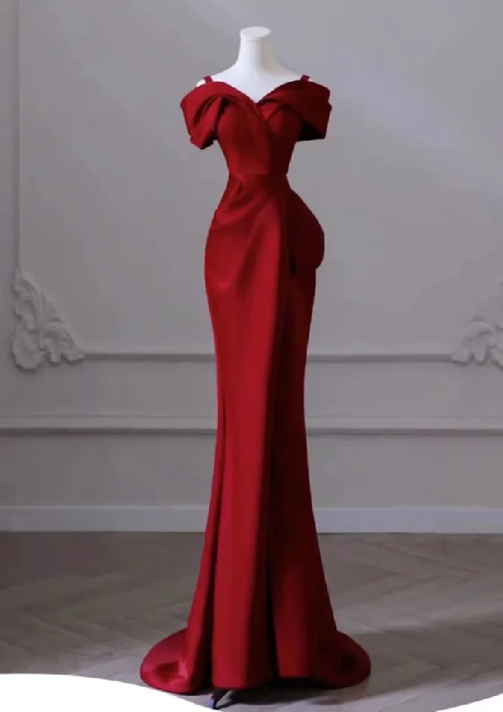 evening dress with unique trim -Elegant Red Evening Dress Women's Dress High-end Elegant Dress cc1151