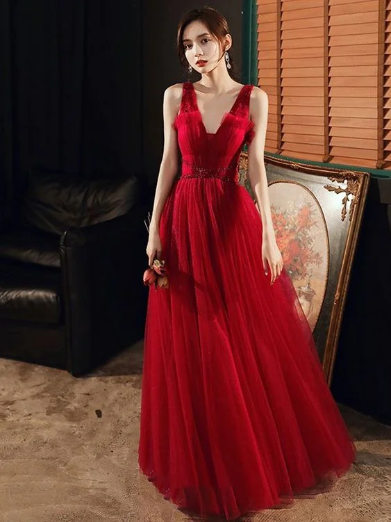 cute evening dress for style -Fashion Red Evening Dresses C1352