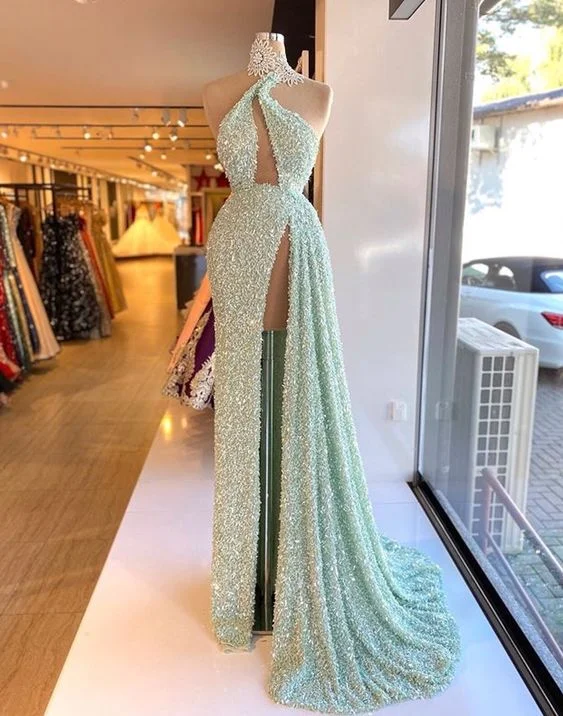 elegant evening dress for warmth -modest sparkly evening dresses long mint green Lace Applique luxury elegant formal evening gown c2613