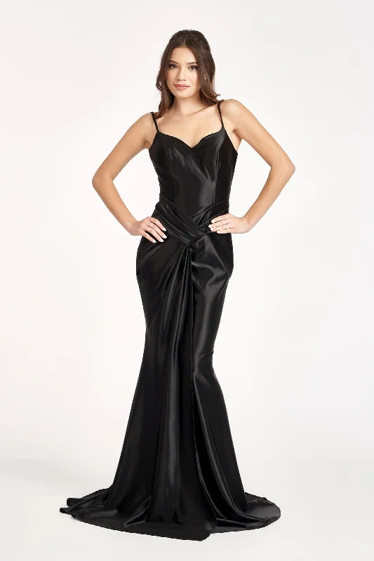 cute evening dress for warmth -Ruched Satin Mermaid Dress by Elizabeth K GL3044