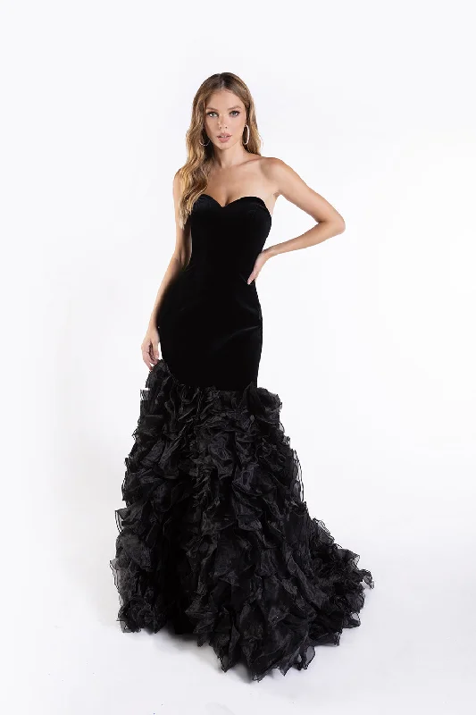 cute evening dress for warmth -Strapless Ruffled Mermaid Dress by Lucci Lu 28080