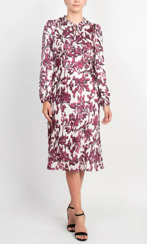 Adrianna Papell AP1D104268 - Long Sleeve Split Neck Knee-Length Dress