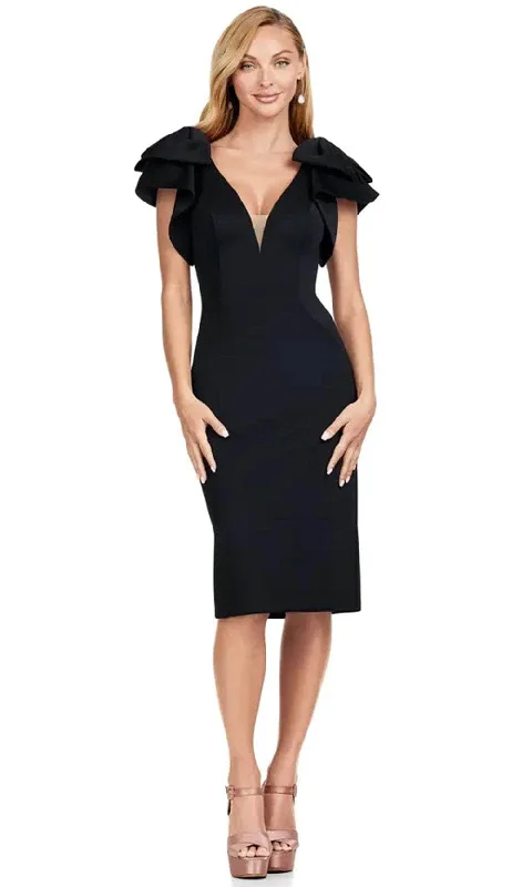 chic party dress for warmth -Ashley Lauren 4656 - Bow Accent Scuba Dress