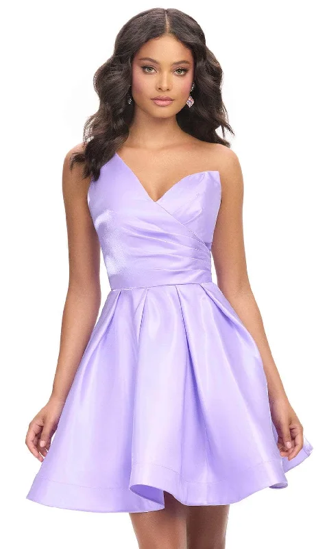 sexy party dress for club -Ashley Lauren 4786 - One Shoulder Pleated Skirt Cocktail Dress