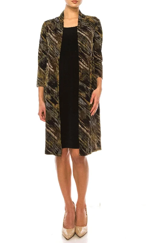 chic party dress for club -Connected Apparel TGL70975 - Abstract Print Faux Jacket Dress