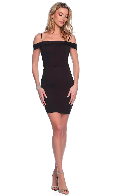 party dress with leafy patterns -Dave & Johnny 11701 - Off Shoulder Bodycon Cocktail Dress