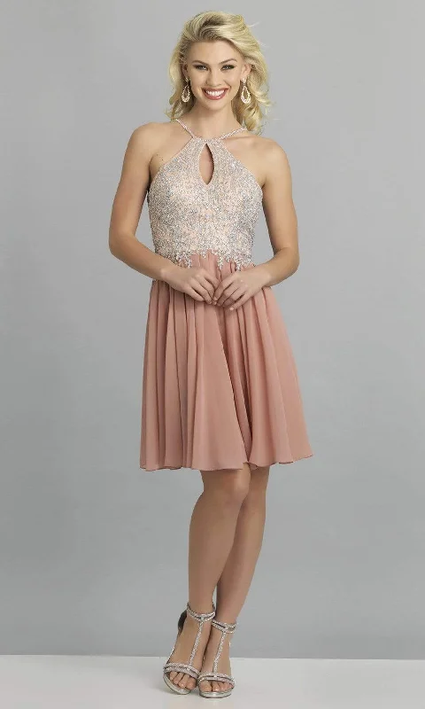 Dave & Johnny - A7143 Embellished Halter A-Line Cocktail Dress