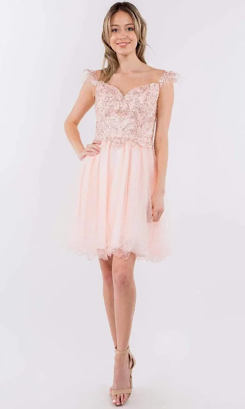 Elizabeth K - GS1966 Flutter Strap Embroidered A-Line Dress