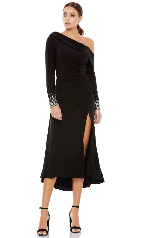 cute party dress for summer -Ieena Duggal - 26485 Long Sleeve One Shoulder Dress