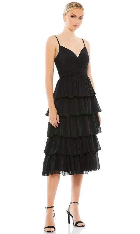 sexy party dress for spring -Ieena Duggal 55437 - V-Neck Ruffle Tiered Formal Dress