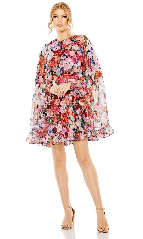 elegant party dress for teens -Ieena Duggal 55931 - Floral Cape After Prom Dress