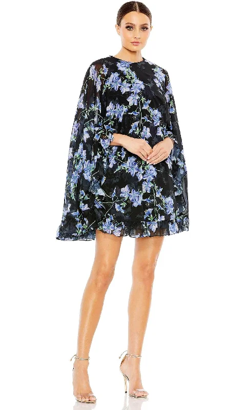 chic party dress for women -Ieena Duggal 56028 - Floral Cape Cocktail Dress