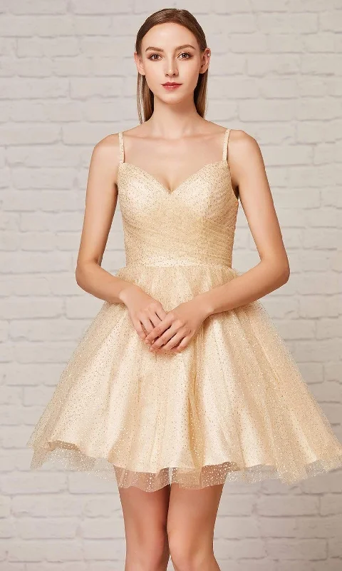 vintage party dress for charm -J'Adore Dresses - J18089 Glitter Tulle V Neck Dress