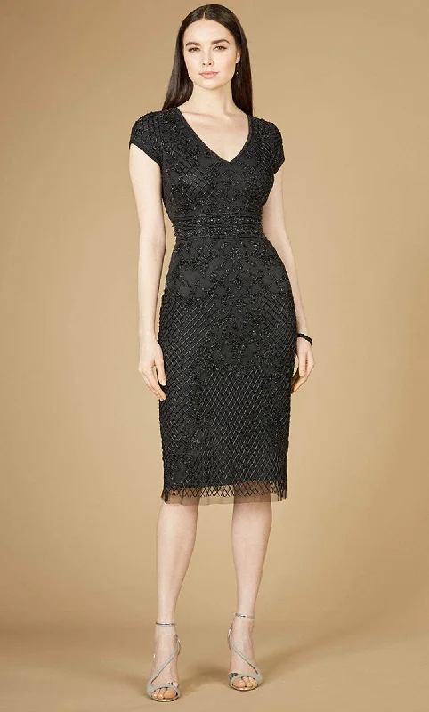 budget party dress for warmth -Lara Dresses 29225 - Cap Sleeve Sheath Knee-Length Dress