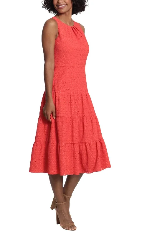 London Times T6138M - Tea Length Tiered A-Line Dress