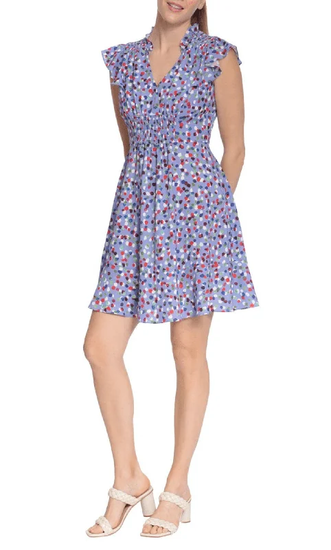 London Times T6305M - Polka Dotted Short Dress