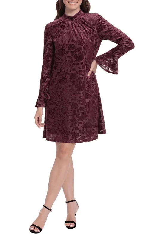 elegant party dress for prom -London Times T6425M - Velvet Short Floral Dress