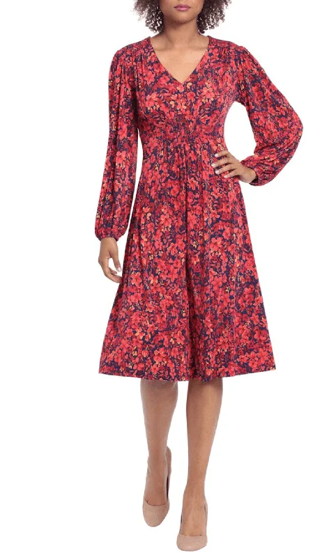 chic party dress for women -London Times T6439M - Full Floral A-line Dress