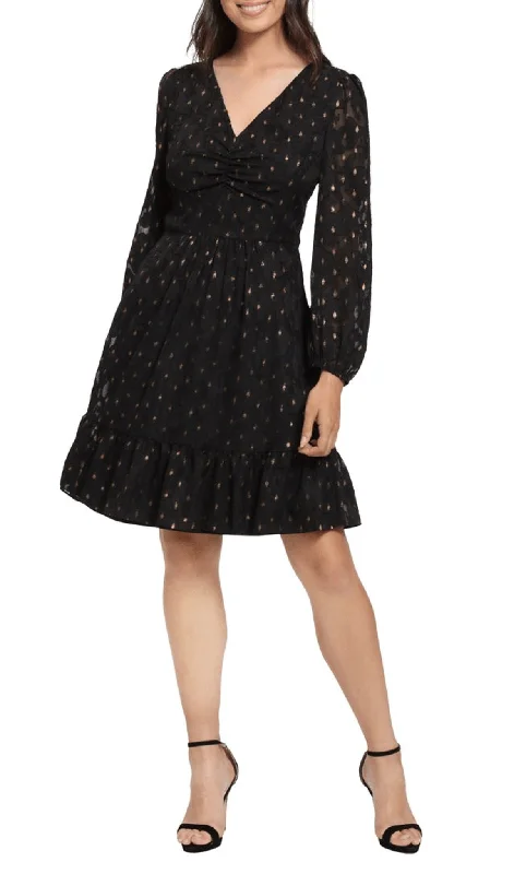 affordable party dress for spring -London Times T6467M - Polka Dot A-line Short Dress