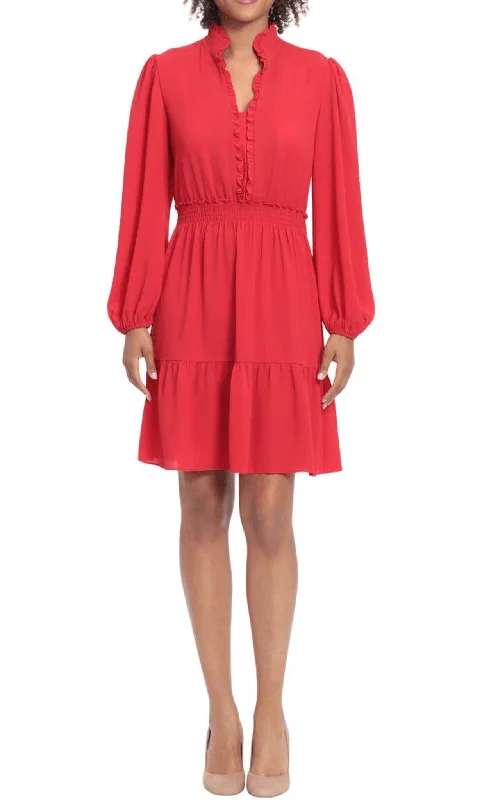 chic party dress for women -London Times T6539M - Bishop Sleeve Short Dress