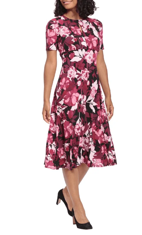 party dress for special nights -London Times T6564M - Floral Scoop Neck A-line Dress