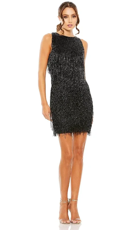 sexy party dress for style -Mac Duggal 5934 - Fringe Embellished Sleeveless Cocktail Dress