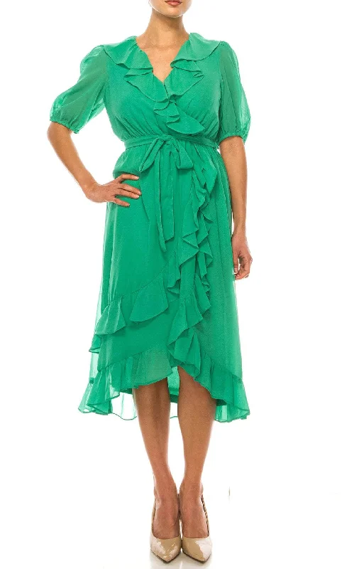 trendy party dress for club -Maison Tara 91672M - Chiffon-Made Ruffled Dress