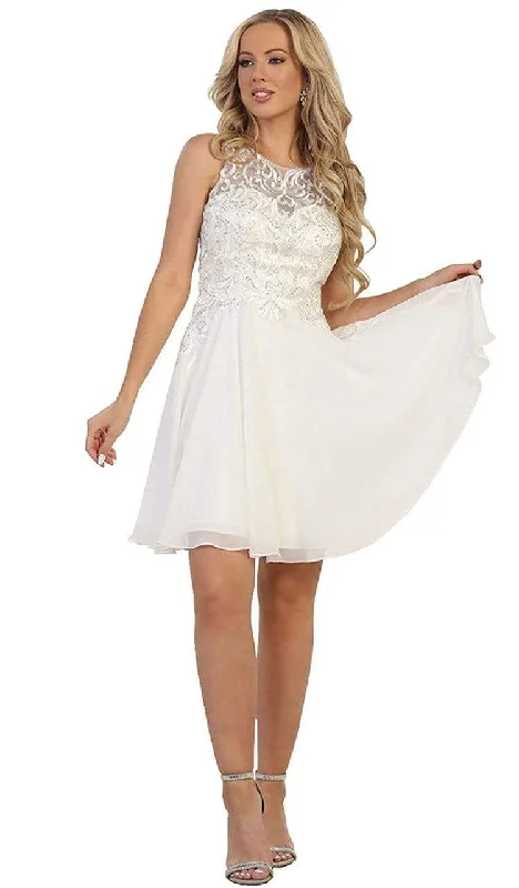 elegant party dress for style -May Queen - Beaded Illusion Jewel Cocktail Dress 1556