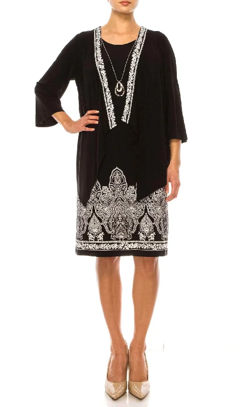 party dress with unique sleeves -Sandra Darren 76041 - Tribal Print Long Sleeve Short Dress