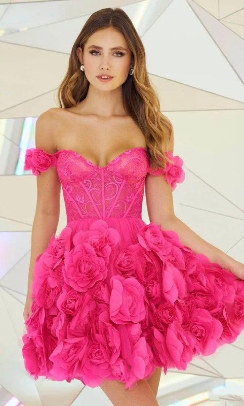 party dress with bold prints -Sherri Hill 55717 - Embellished Off Shoulder Cocktail Dress