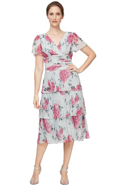 cute party dress for women -SLNY 91551741 - Floral Ruched Sheath Dress