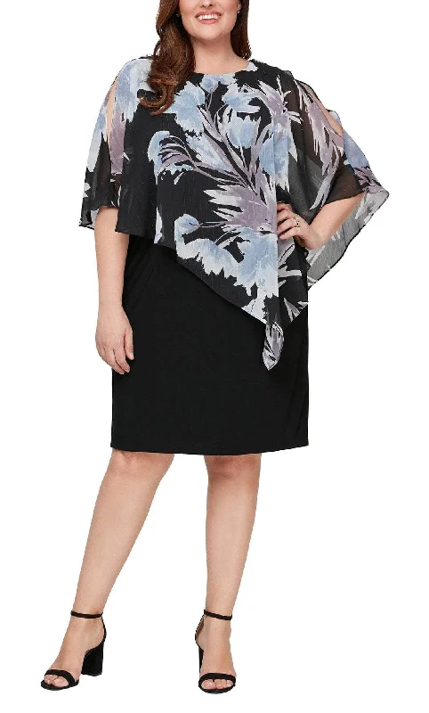 white party dress for nights -SLNY 9477494 - Floral Cape Dress