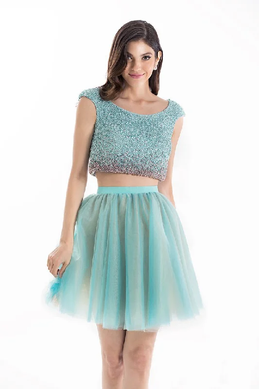 budget party dress for fall -Terani Couture 1521H0100A - Beaded Two-piece A-line Dress