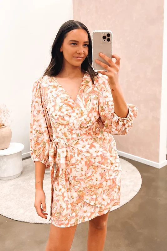 sexy mini dresses for warmth -Alba Mini Dress Pink Floral